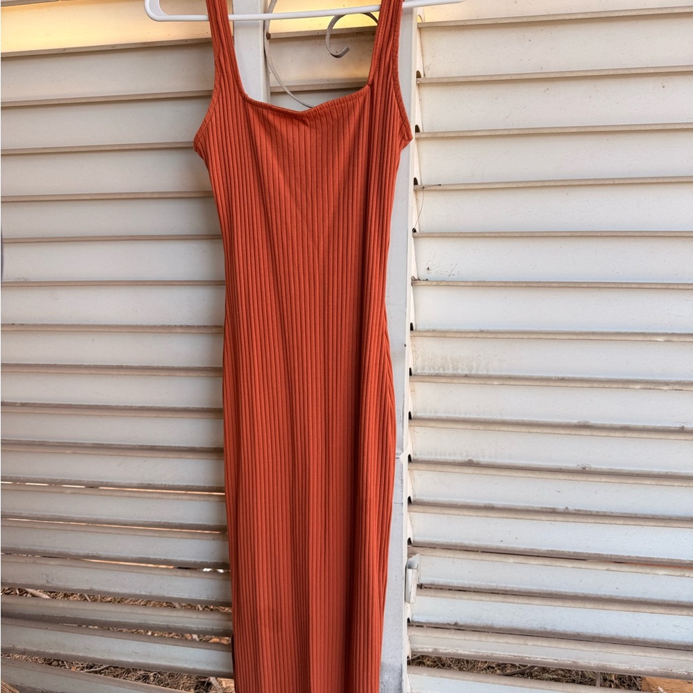 Chic Sleeveless Orange Maxi Dress